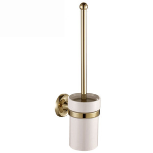 Brass Wall Mounted Ceramic Gold Toilet Brush With Holder