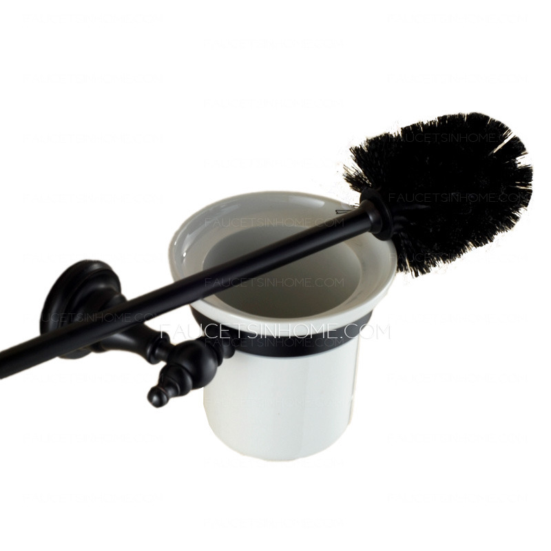 Country Style Black Wall Mounted Toilet Brush Holder