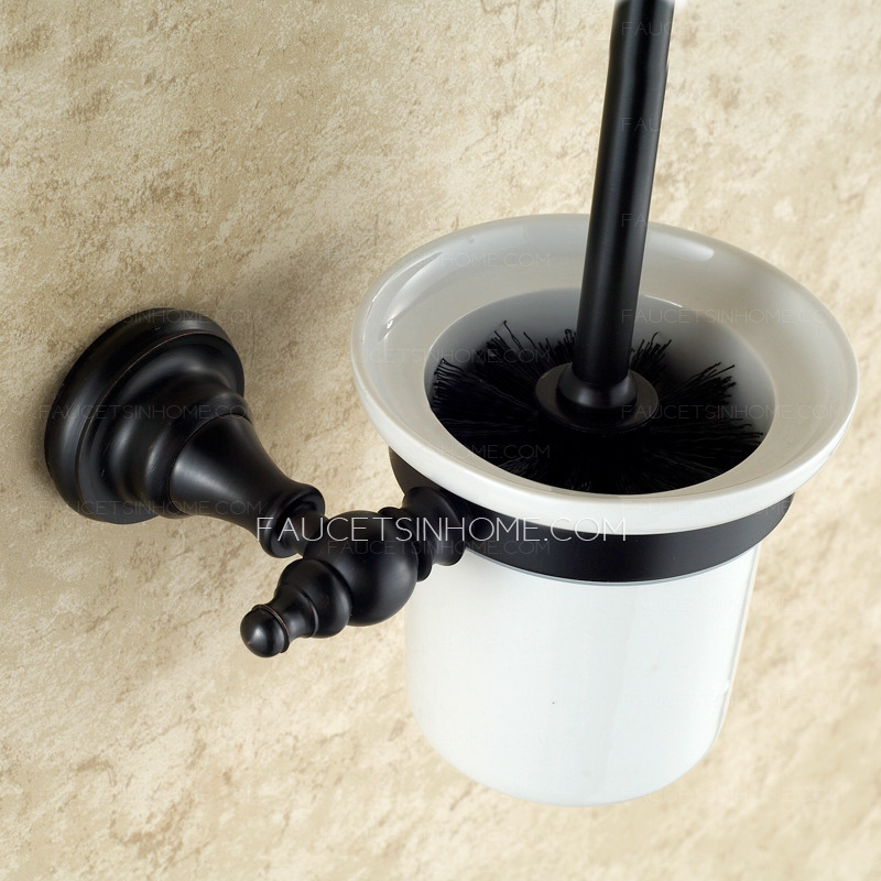 Country Style Black Wall Mounted Toilet Brush Holder