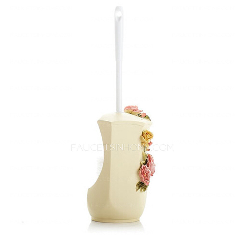 European Floral Carved Imitation Ceramic Toilet Bowl Brush Holder