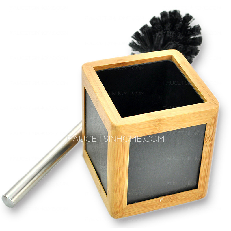 Novelty Black Stone/Plastic/Bamboo Toilet Brush And Holder