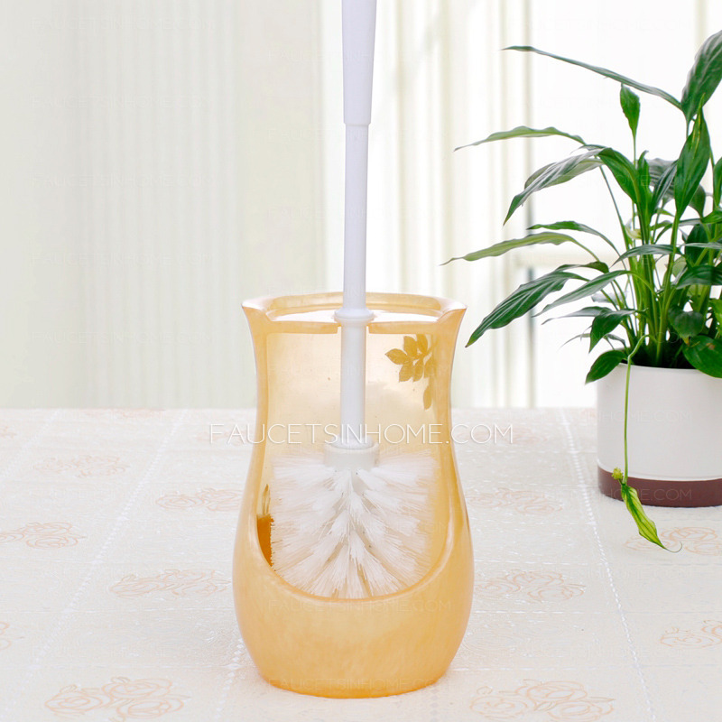 Discount Decorative Yellow Floral Lighthouse Ceramic Toilet Brush And Holder