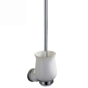 Wall Mounted Silver White Porcelain Toilet Brush Holder