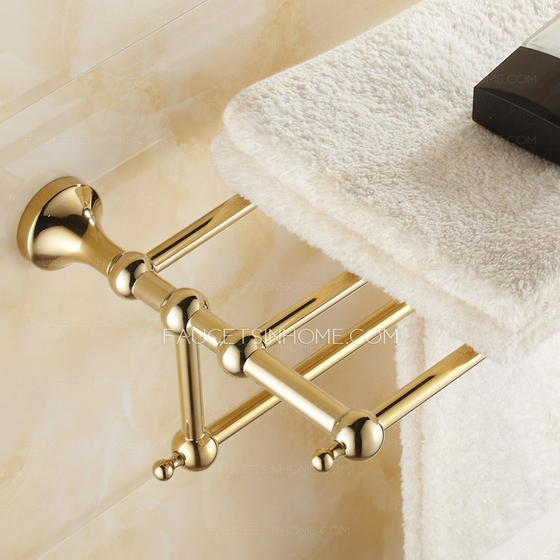 Brass Gold Metal Wall Mounted Bathroom Towel Shelves