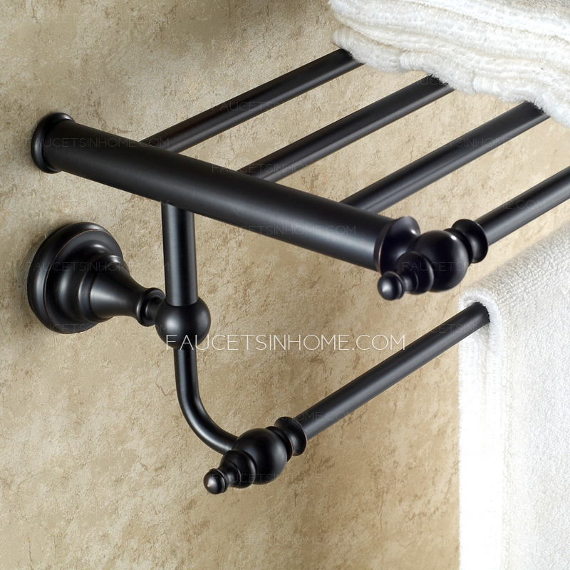 Hanging Black Oil Rubbed Bronze Towel Shelves For Bathroom