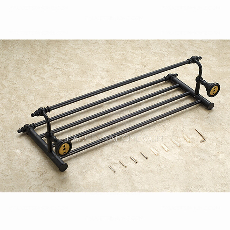 Hanging Black Oil Rubbed Bronze Towel Shelves For Bathroom