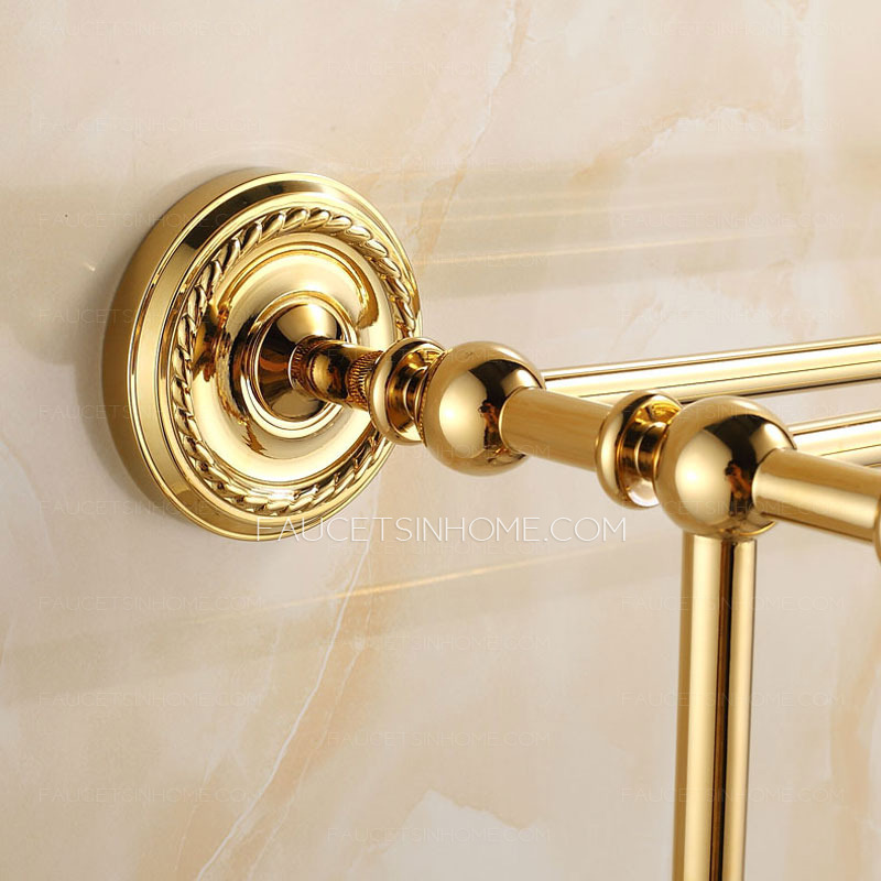 Luxury Carved Brass Bathroom Towel Shower Shelves
