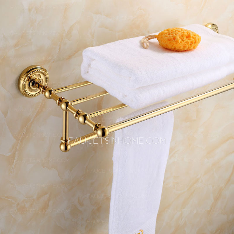 Luxury Carved Brass Bathroom Towel Shower Shelves