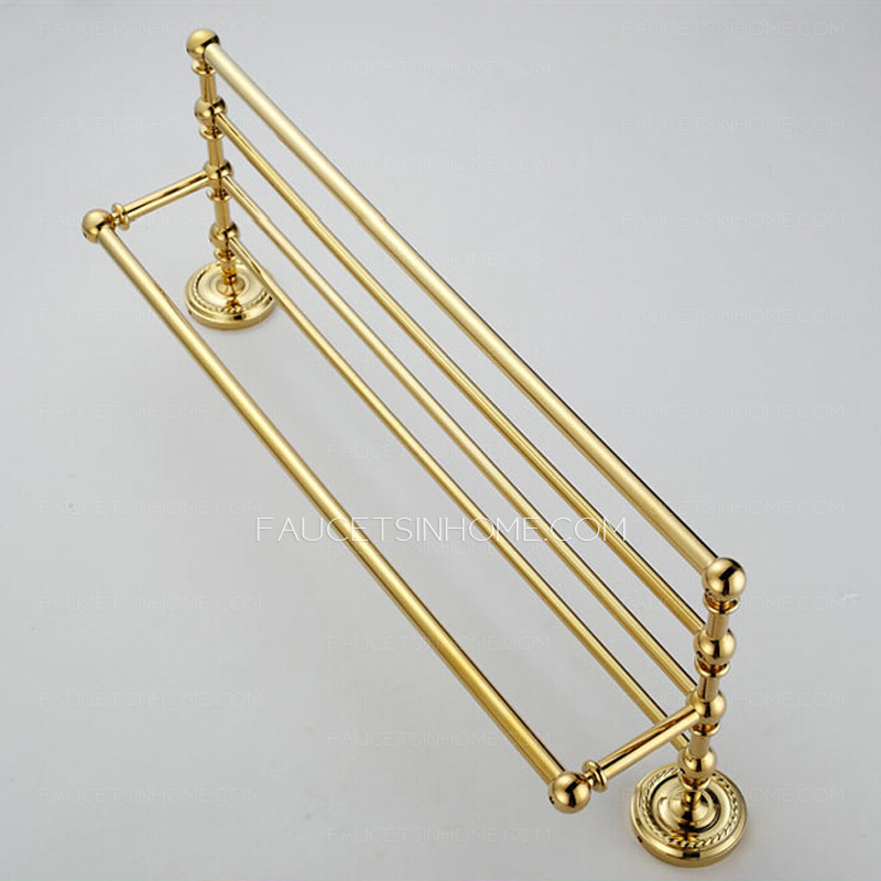 Luxury Carved Brass Bathroom Towel Shower Shelves