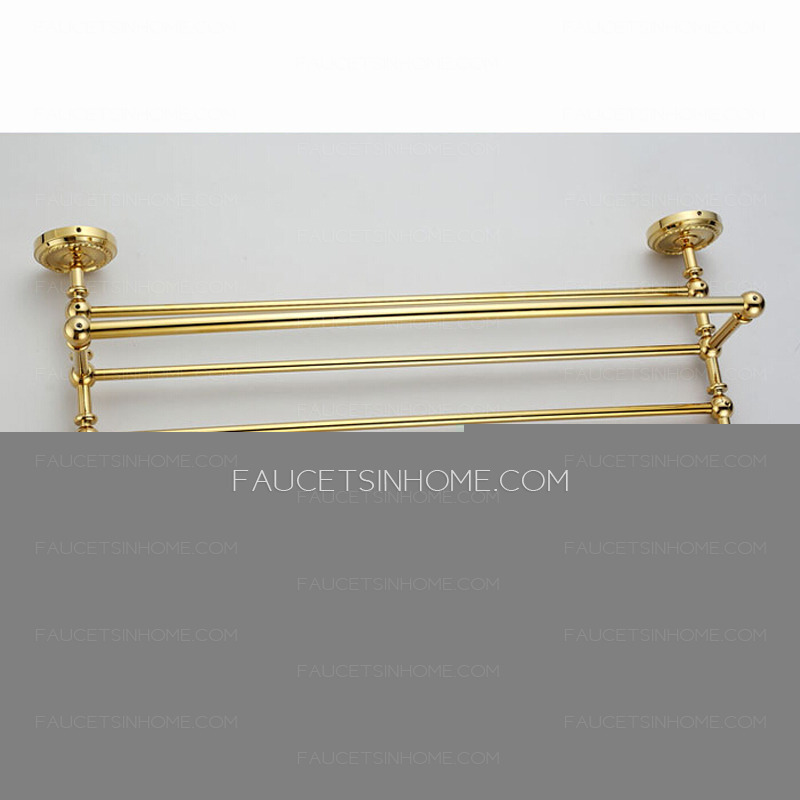 Luxury Carved Brass Bathroom Towel Shower Shelves