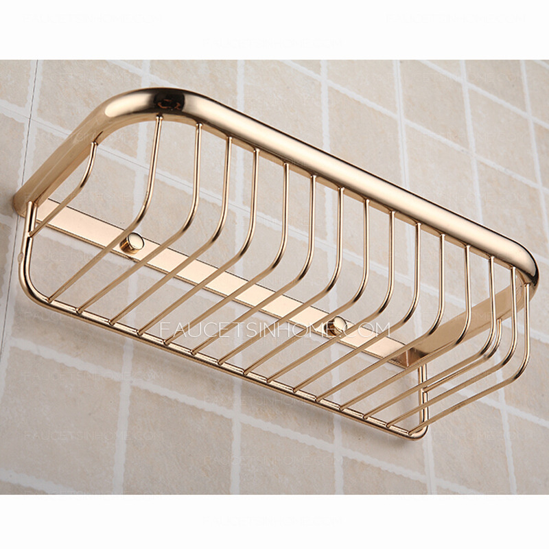 45cm Rectangle Wire Brass Single Metal Bathroom Hanging Shelves
