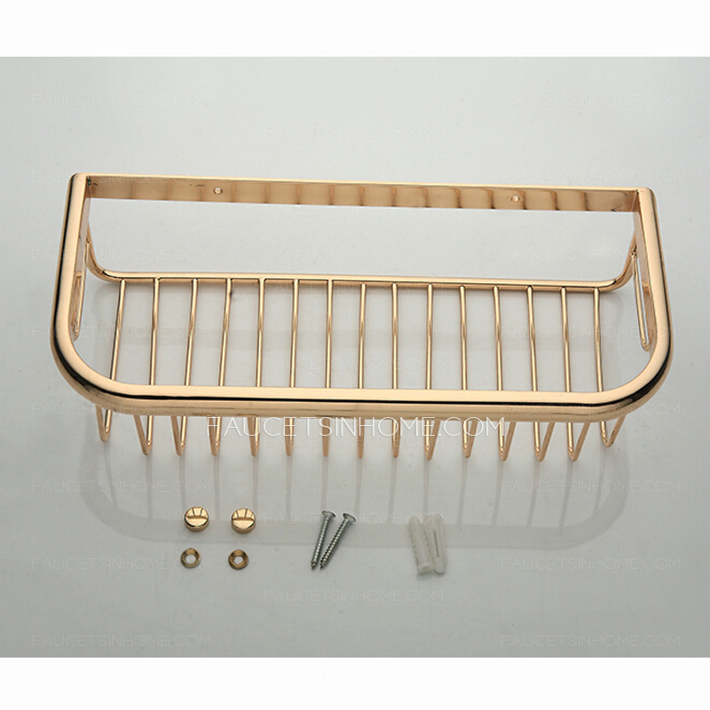 45cm Rectangle Wire Brass Single Metal Bathroom Hanging Shelves