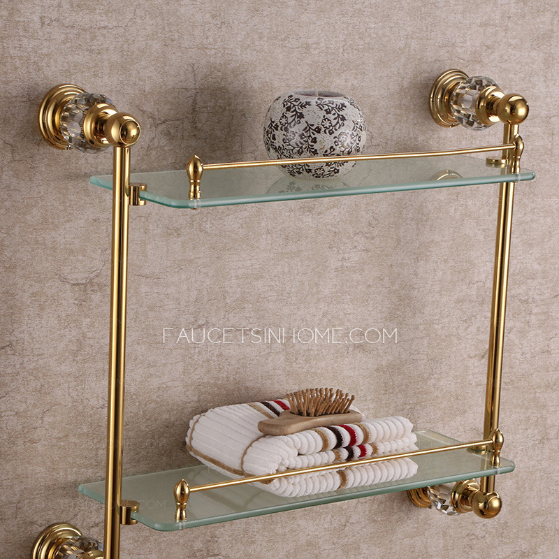 Double Wall Mounted Glass Bathroom Wall Shelves