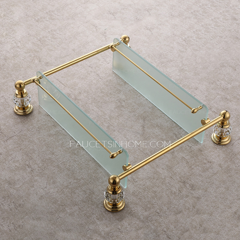 Double Wall Mounted Glass Bathroom Wall Shelves