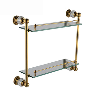 Double Wall Mounted Glass Bathroom Wall Shelves