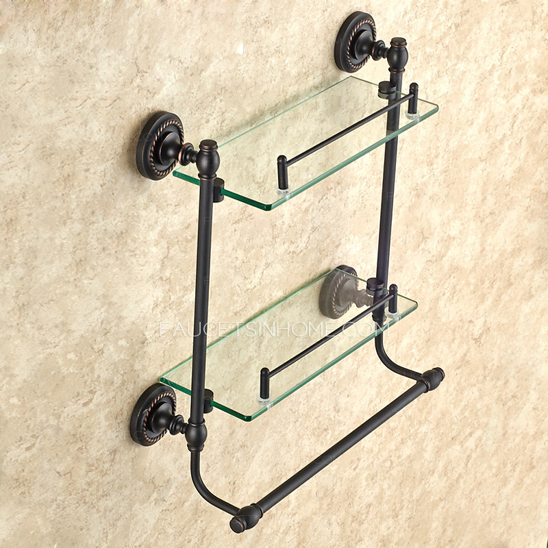 Oil Rubbed Bronze Bathroom Glass Shelves