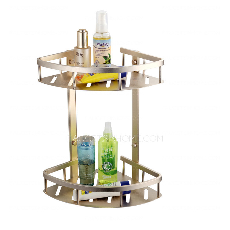 Double Triangle Brushed Nickel Corner Bathroom Shelves 