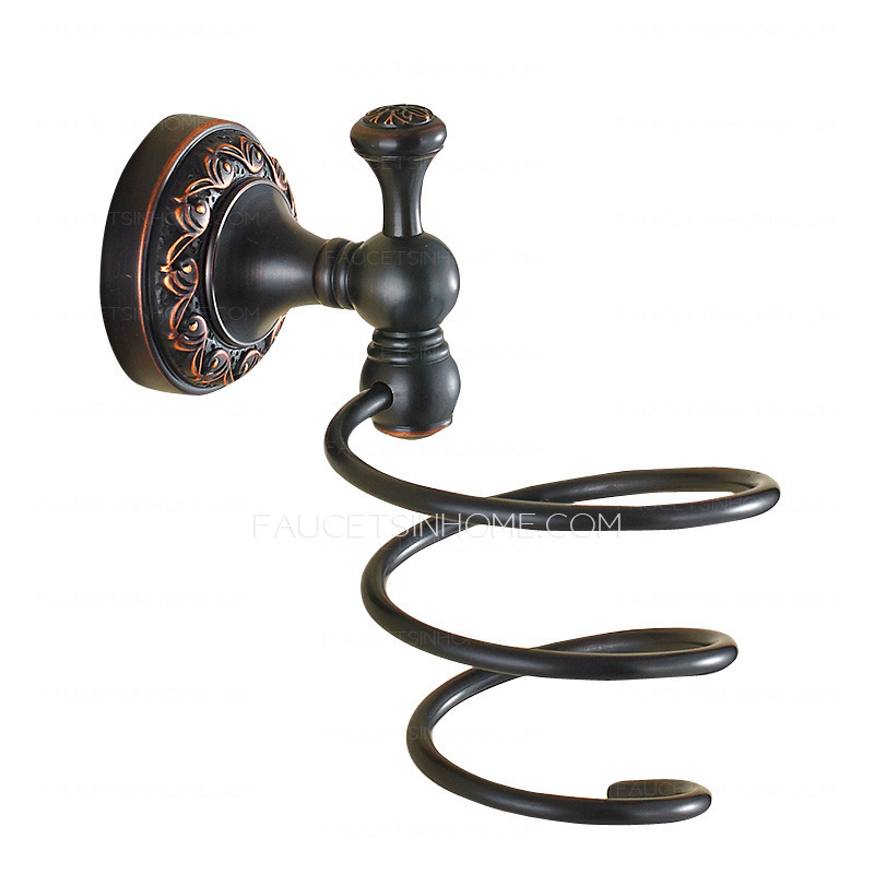 Black Oil Rubbed Bronze Hanging Hair Dryer Bathroom Shelves