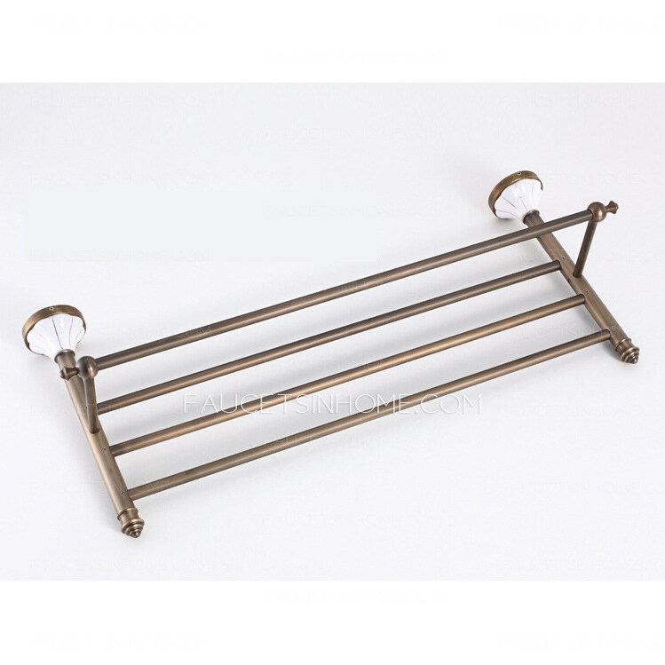 Brushed Nickel Ceramic Bathroom Towel Shelves Wall Mounted