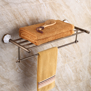 Brushed Nickel Ceramic Bathroom Towel Shelves Wall Mounted