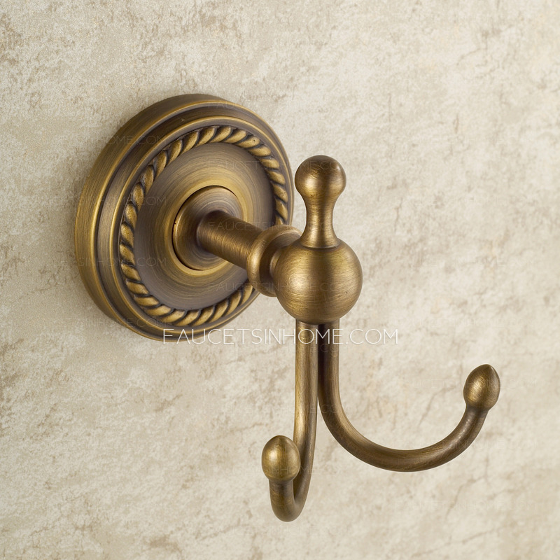 European Style Antique Brass Double Hooks Bathroom Hooks