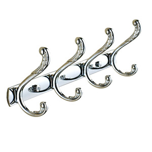 Vintage Chrome Silver 4 Hooks Cloths Robe Hooks Bathroom