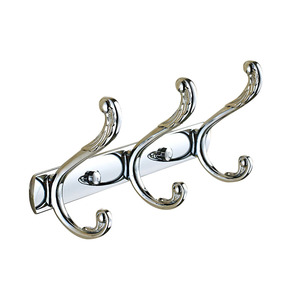 Vintage Chrome Silver 3 Hook Cloths Robe Hooks Bathroom