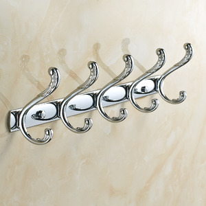 Vintage Chrome Silver 6 Hook Cloths Robe Hooks Bathroom