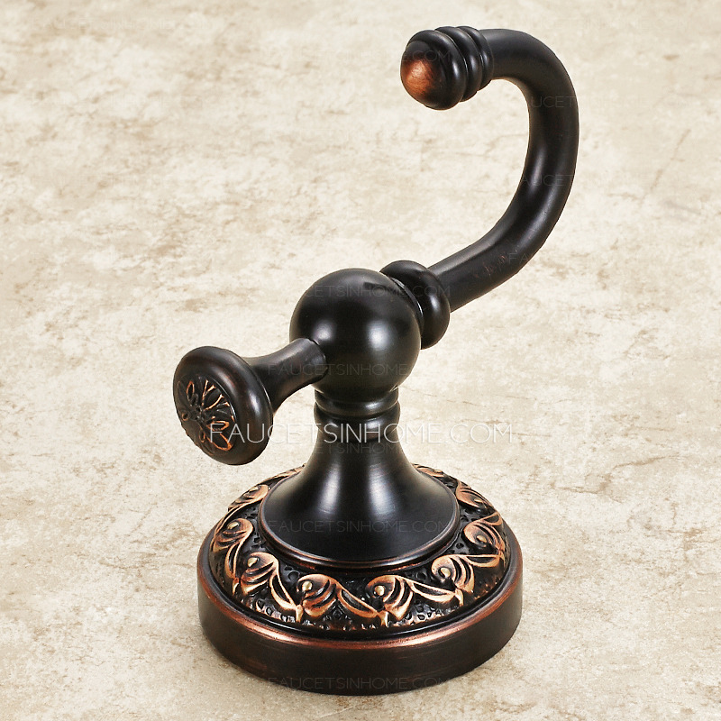 Carved Oil Rubbed Bronze Single Bathroom Robe Hooks