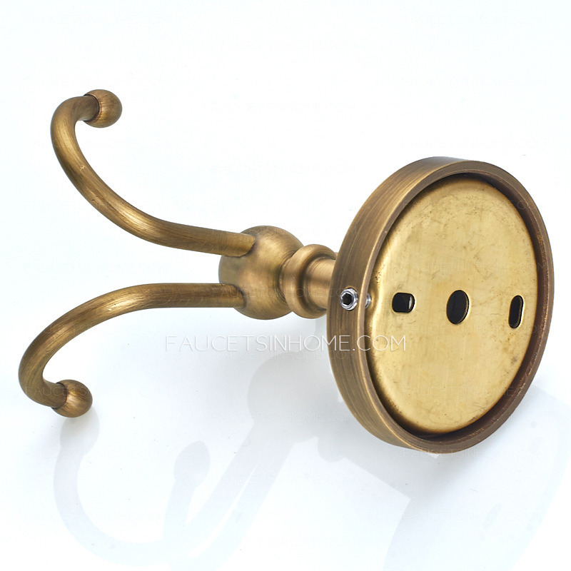 Decorative Antique Brass Bathroom Robe Hooks Double Hooks