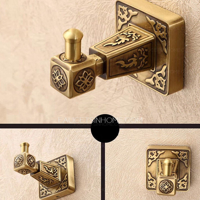 Single Antique Brass Cloths Bathroom Robe Hooks