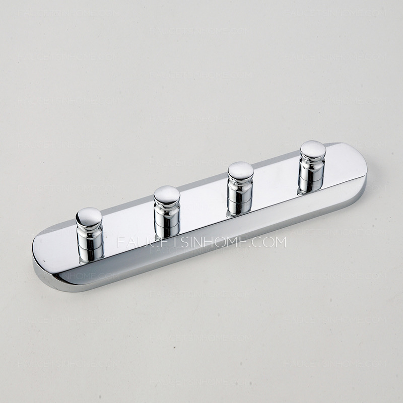 Modern 4 Hooks Chrome Wall Mount Bathroom Robe Hooks