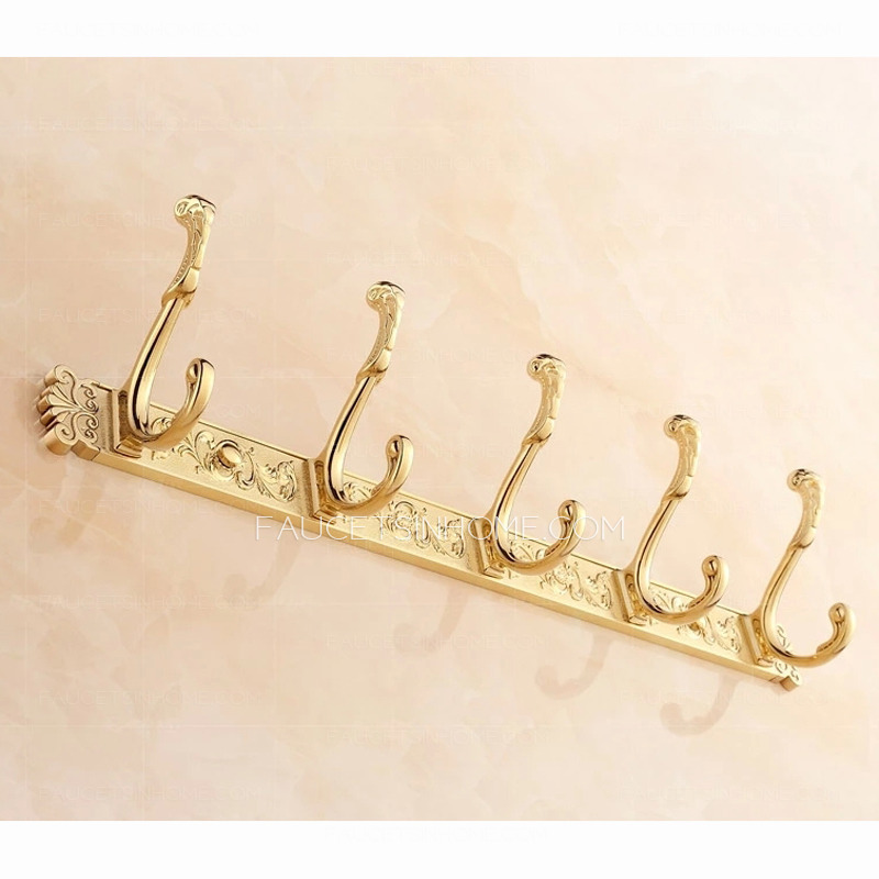 European Carved Rose Gold 6-Hooks Bathroom Robe Hooks