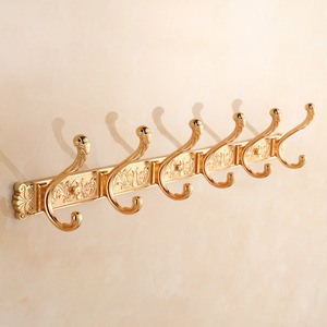 European Carved Rose Gold 6-Hooks Bathroom Robe Hooks