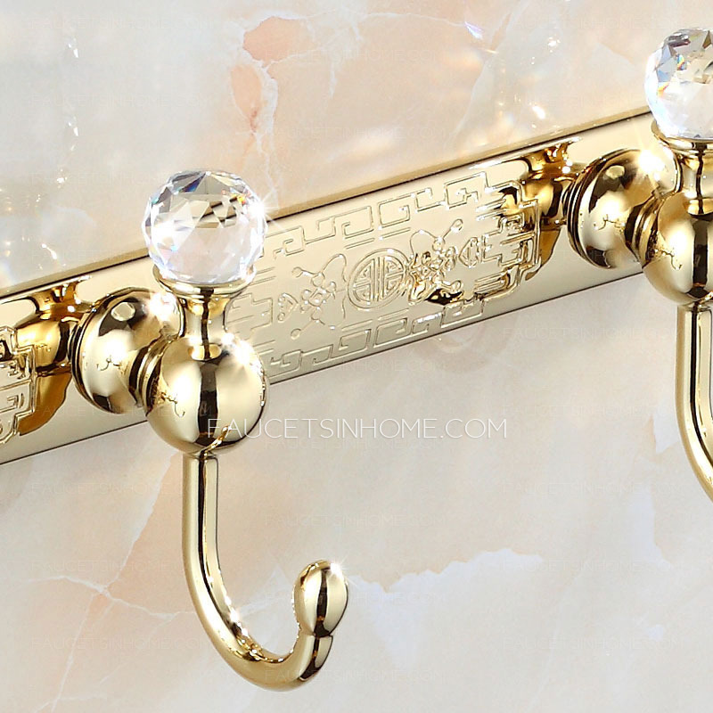 4-Hooks Wall-Mount Gold Polished Brass Robe Hooks For Bathroom