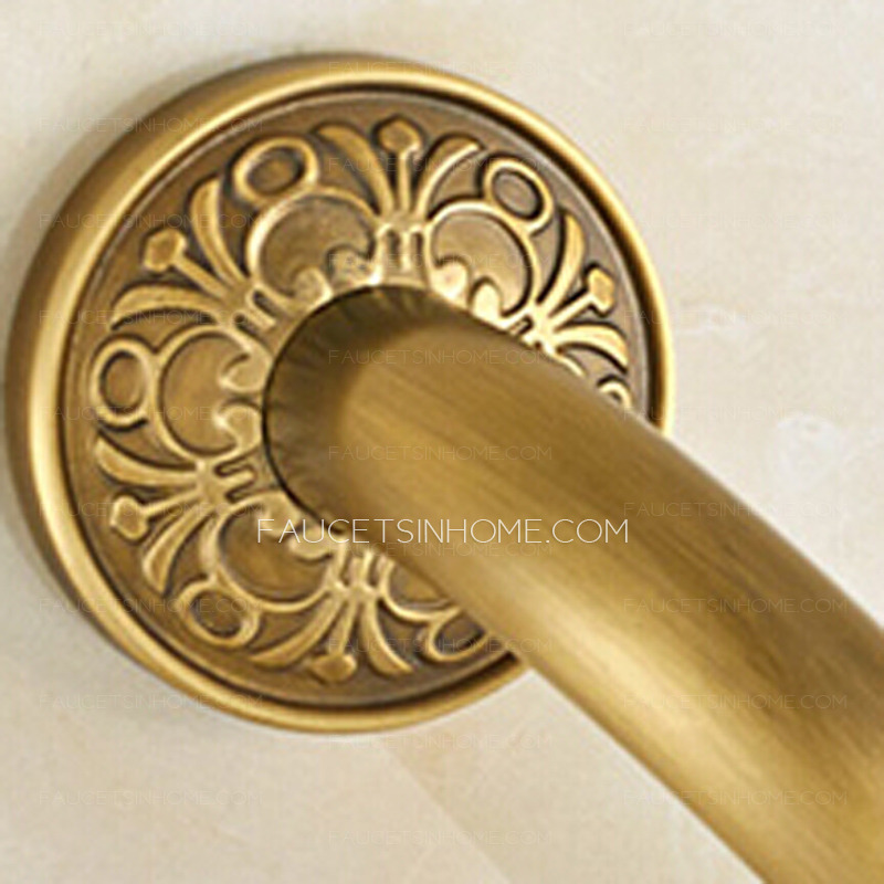 Antique Brass Carved Bathroom Shower Tub Grab Bar