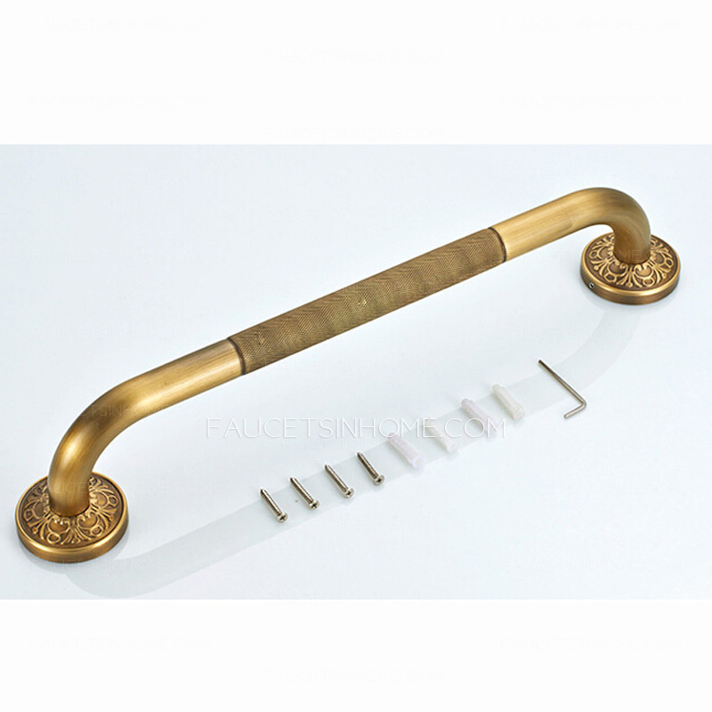Antique Brass Carved Bathroom Shower Tub Grab Bar