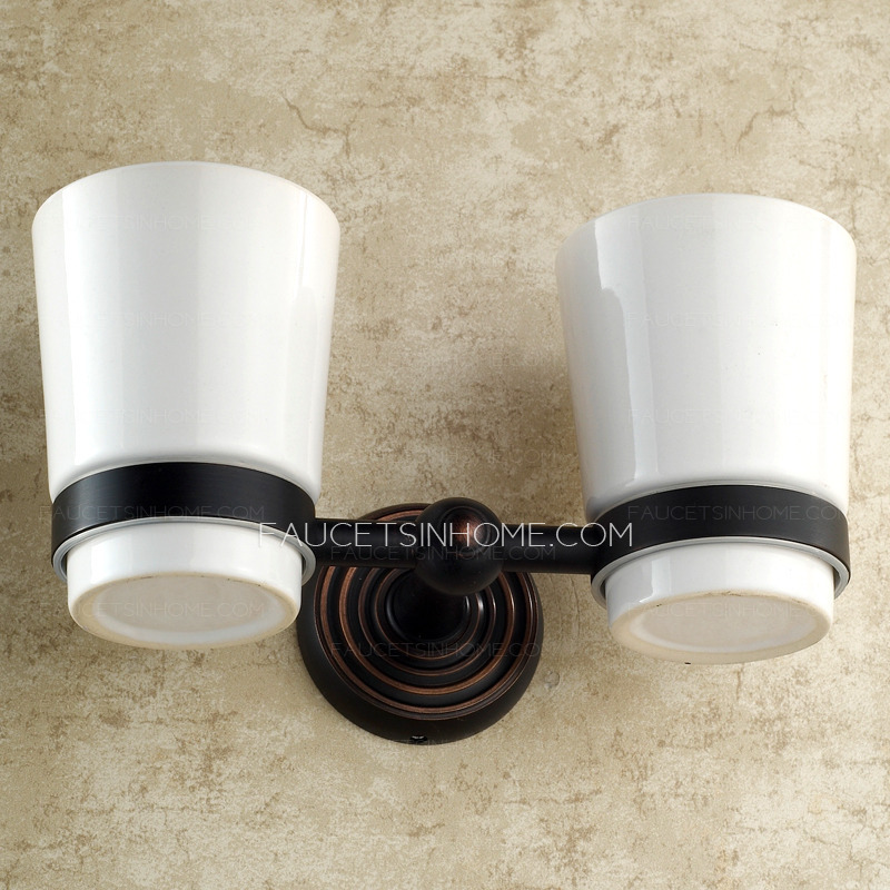 Black Oil Rubbed Bronze Ceramic Wall Mount Toothbrush Holder