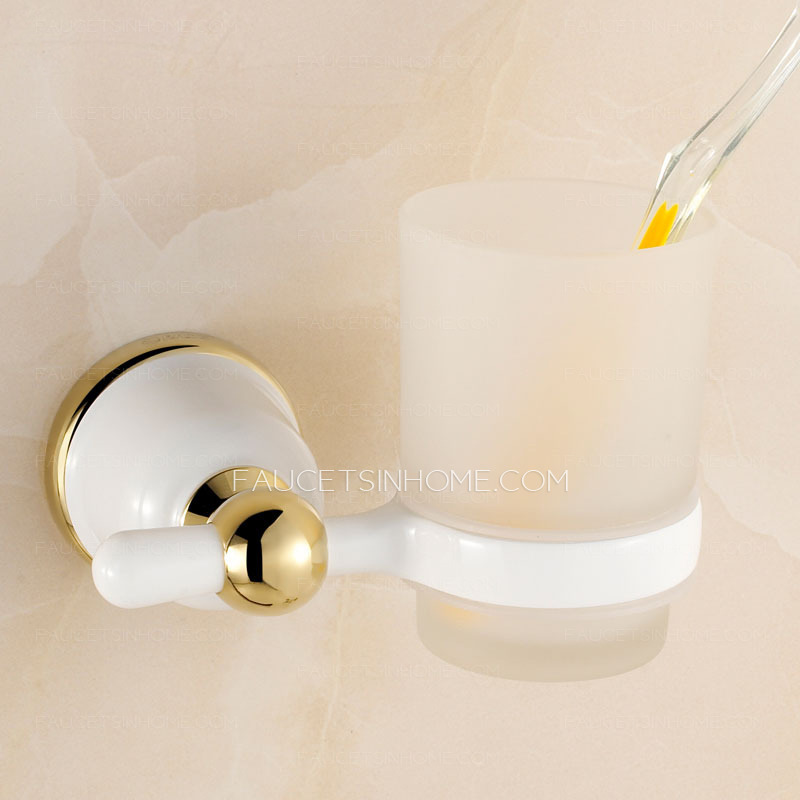 Zinc Alloy Single White Single Glass Wall Toothbrush Holder 