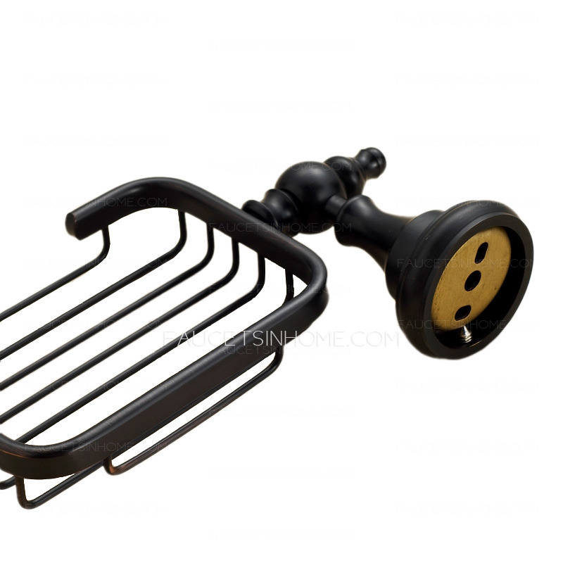 Black Oil Rubbed Bronze Bathroom Shower Soap Basket