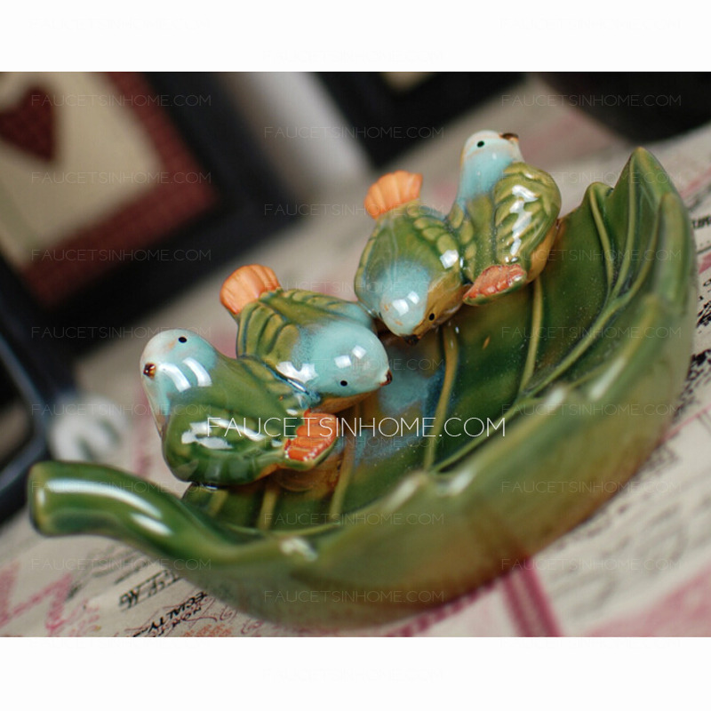 Decorative Handmade Ceramic Soap Dishes Leaf And Bird