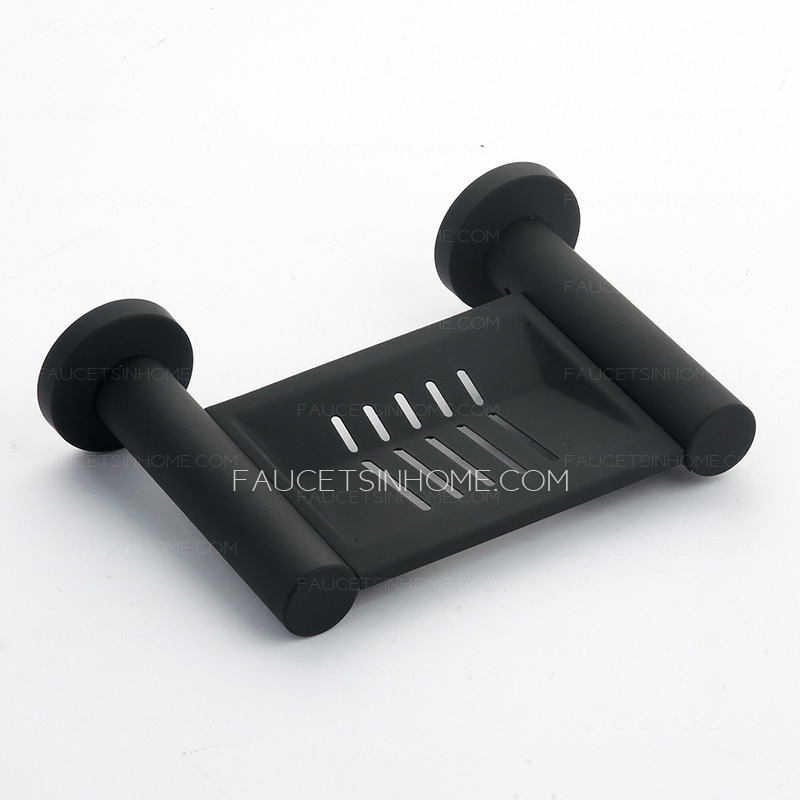 Black Stainless Steel Bathroom Soap Dishes With Drainage