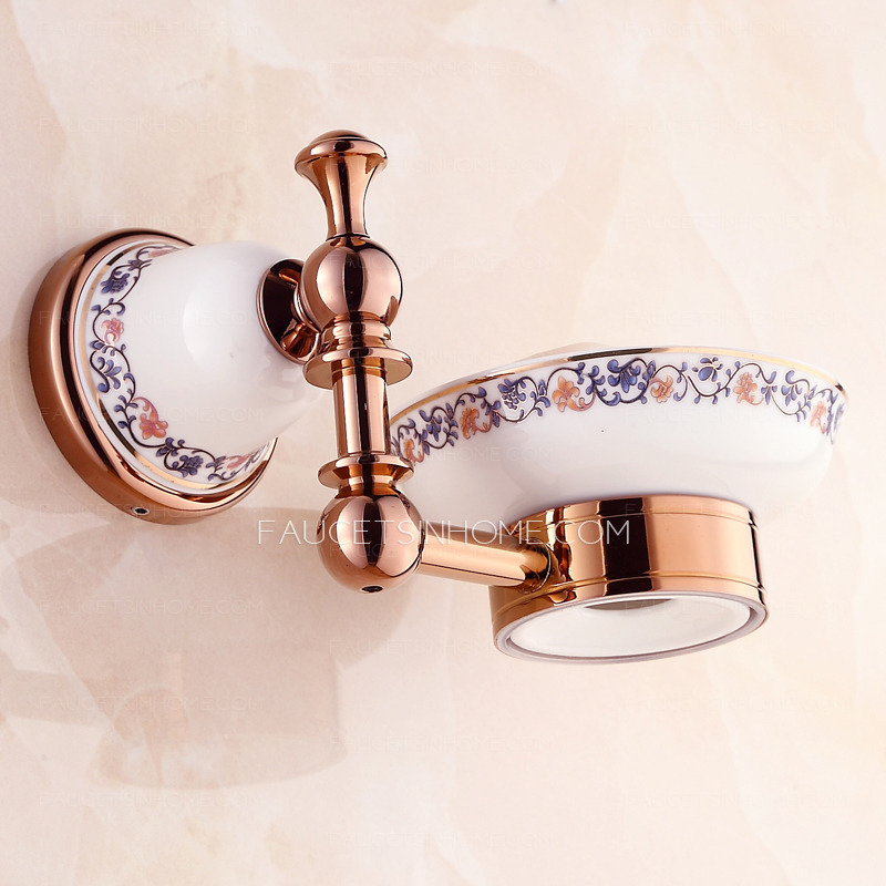 Rose Gold Porcelain Decorative Shower Soap Dishes For Bathroom