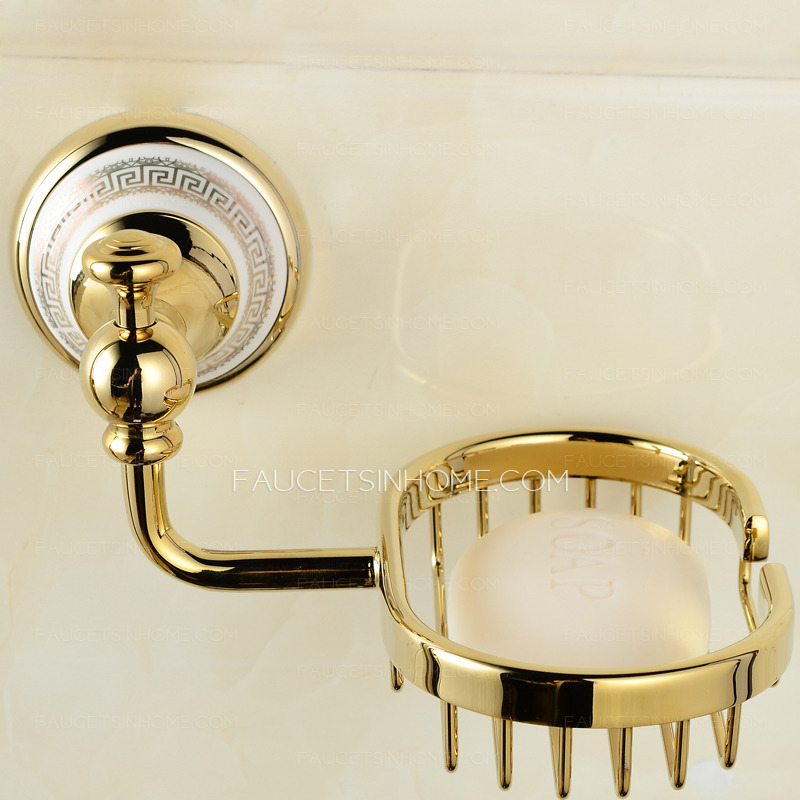 Golden Metal Brass Wire Bathroom Shower Soap Dishes