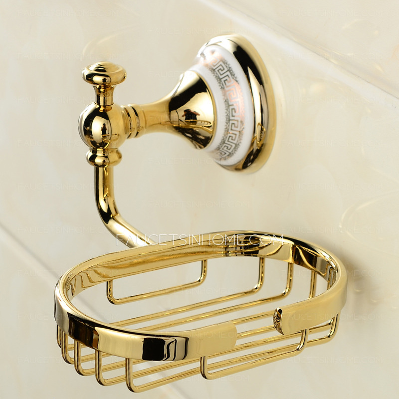 Golden Metal Brass Wire Bathroom Shower Soap Dishes