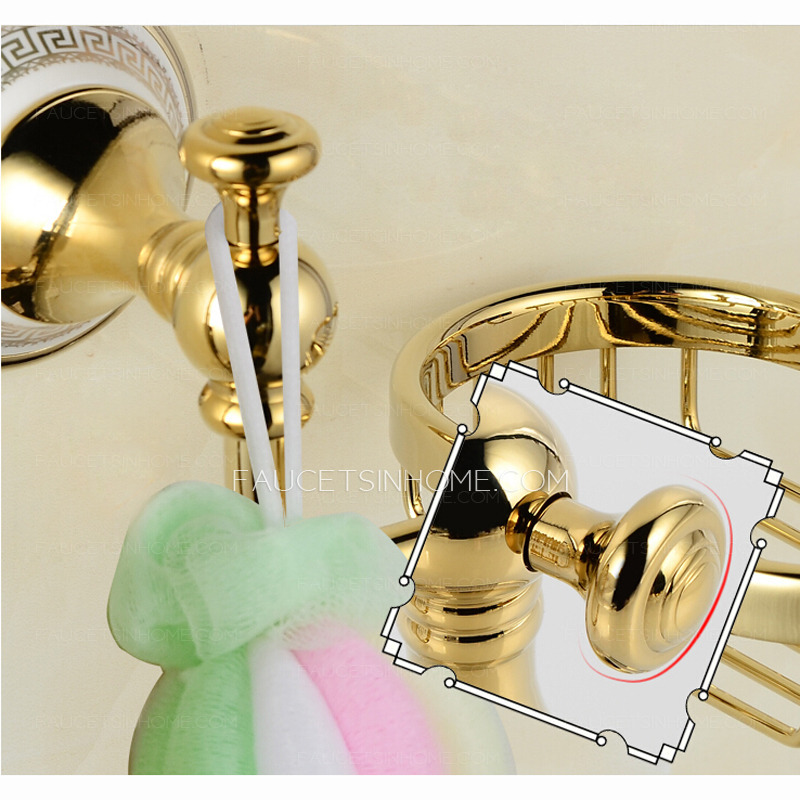 Golden Metal Brass Wire Bathroom Shower Soap Dishes