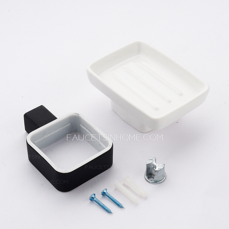 White Square Shaped Porcelain Bathroom Soap Dishes For Shower