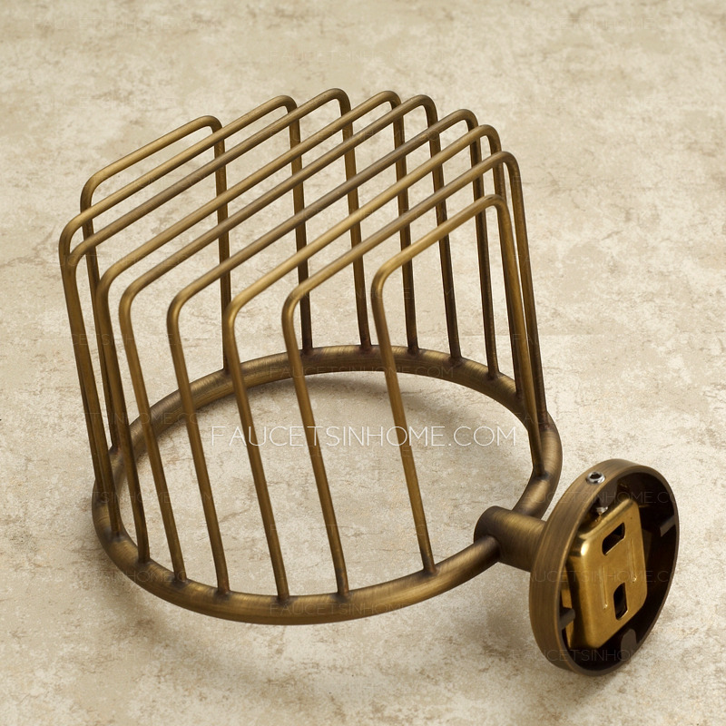 Antique Brass Wall Mount Wire Toilet Paper Basket Holder