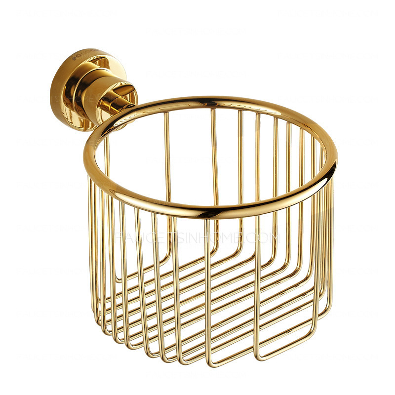 Polished Brass Bathtoom Toilet Paper Basket Holders
