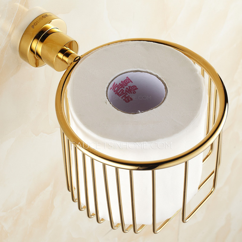 Polished Brass Bathtoom Toilet Paper Basket Holders